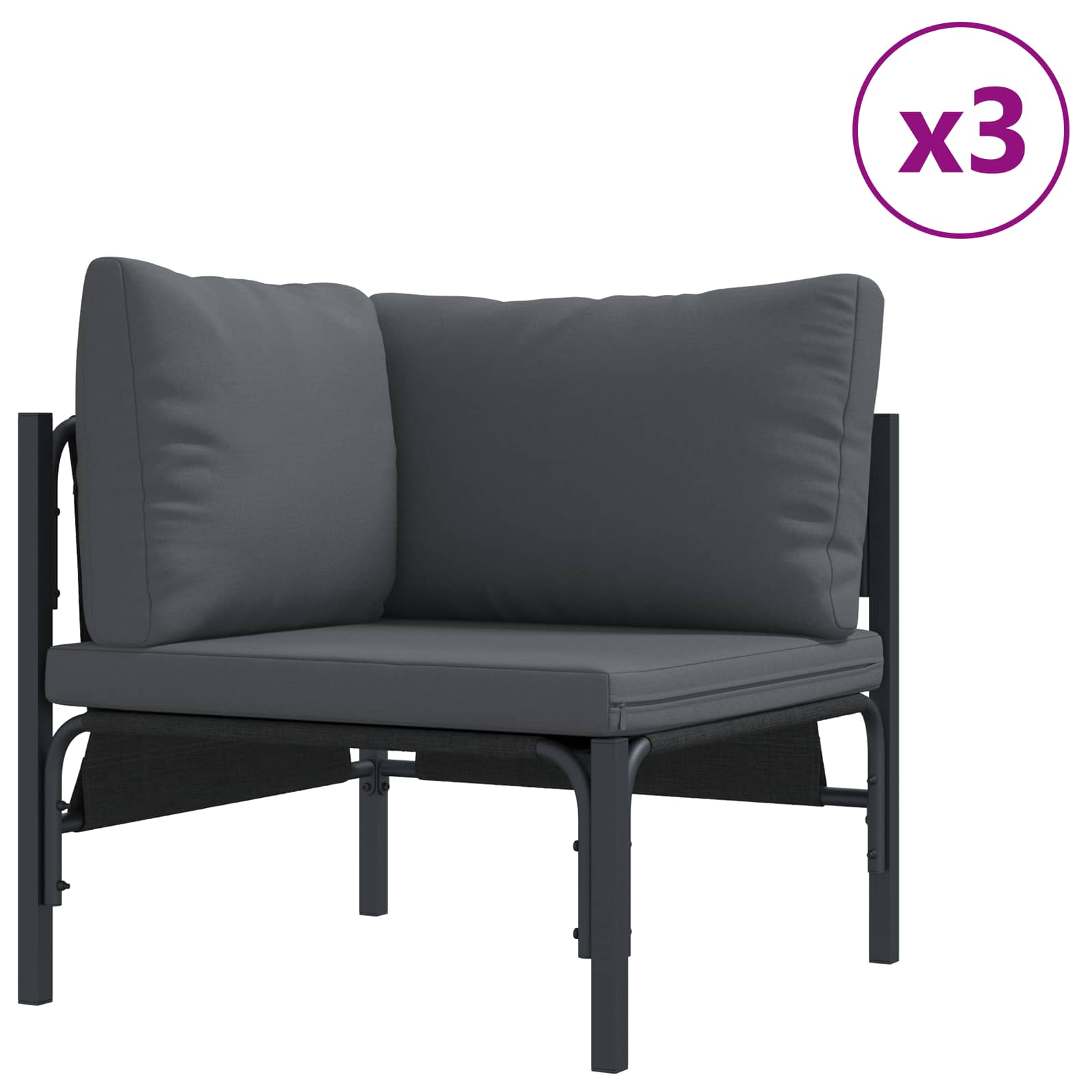 Puutarhasohva Setti tyynyllä 6 pcs Antrasiitti Teräs