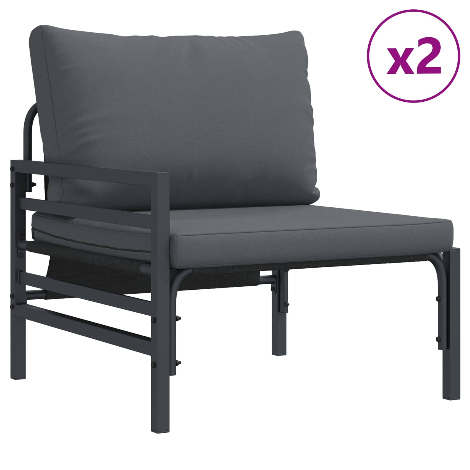 Puutarhasohva Setti tyynyllä 6 pcs Antrasiitti Teräs