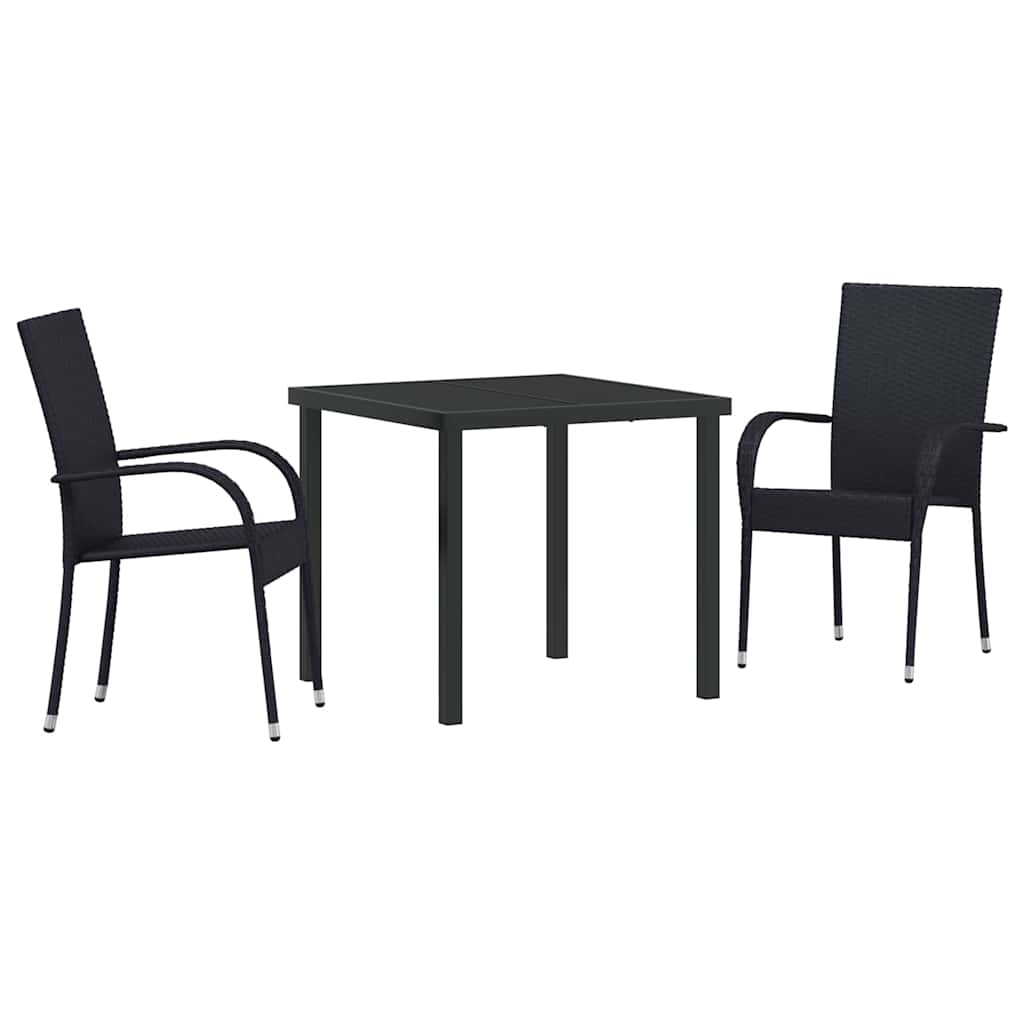 Piharuokailu setti 3 pcs Musta Jauhemaalattu Teräs