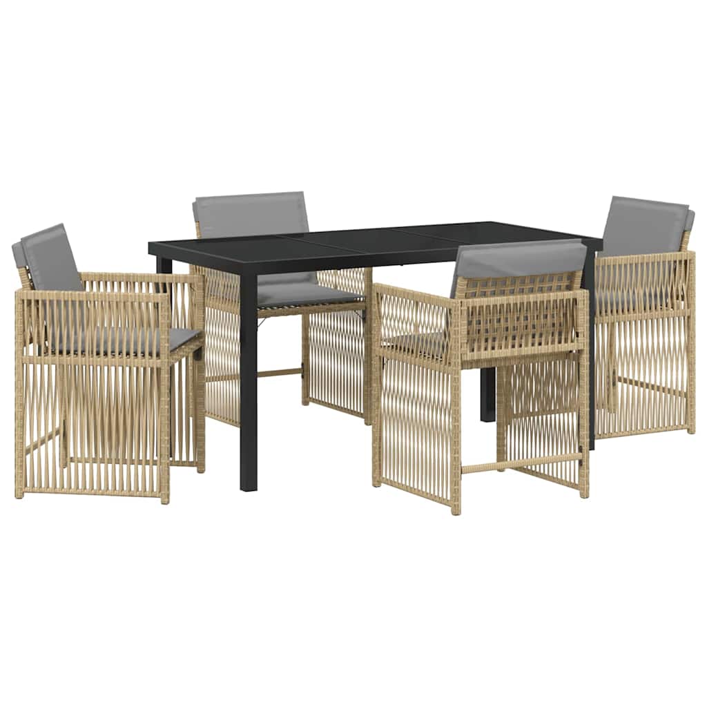 Piharuokailu setti 5 pcs Beige polyrottinki