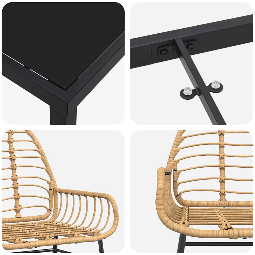 Piharuokailu setti 5 pcs Ruskea polyrottinki