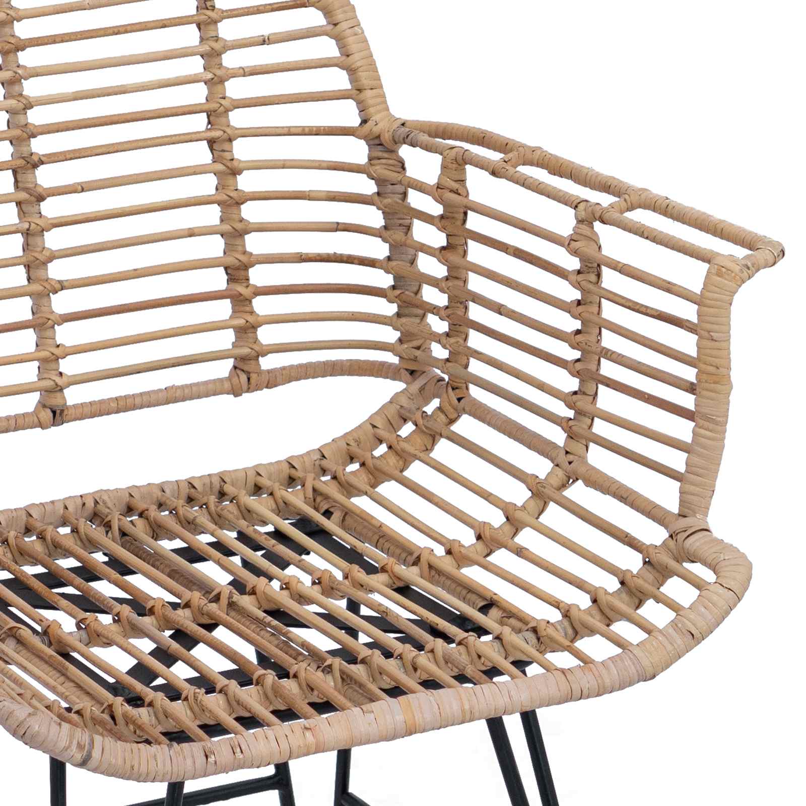 Ruokatuoli 2 kpl Roikka ja rauta Luonnollinen 57 x 55 x 85 cm