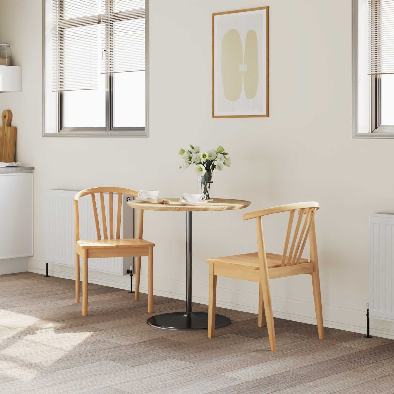 Ruokatuoli 2 kpl Massiivinen kumipuu Luonnollinen