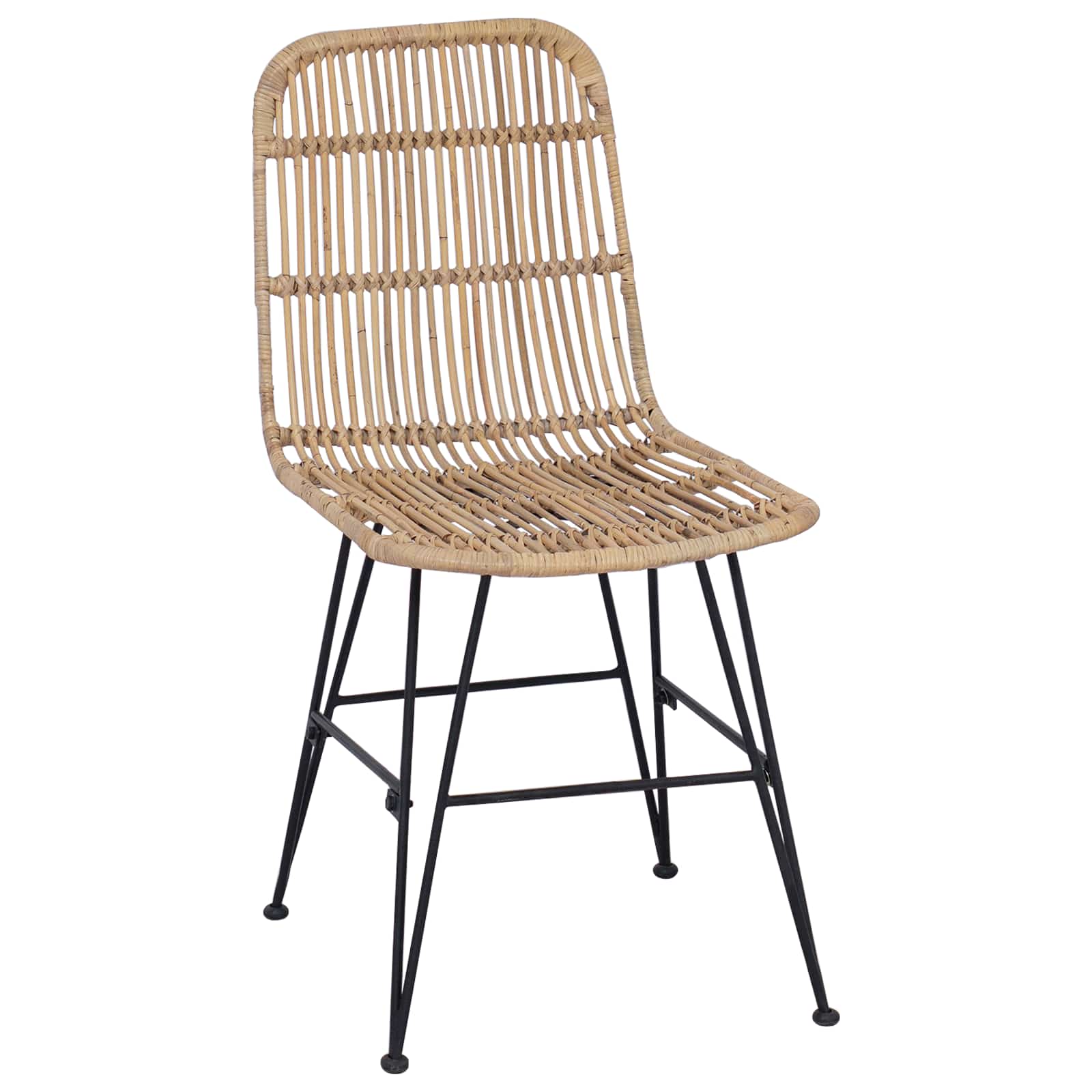 Ruokatuoli 2 kpl Rattan ja Teräs Luonnollinen 41 x 55 x 85 cm