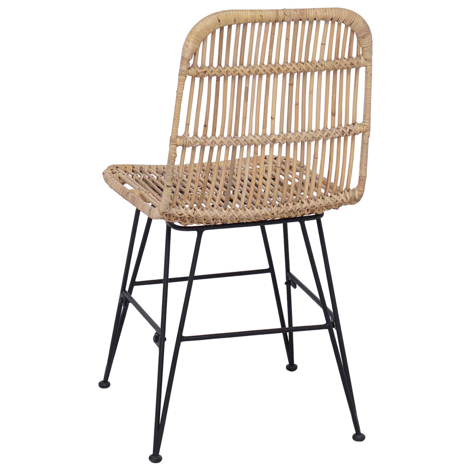 Ruokatuoli 2 kpl Rattan ja Teräs Luonnollinen 41 x 55 x 85 cm
