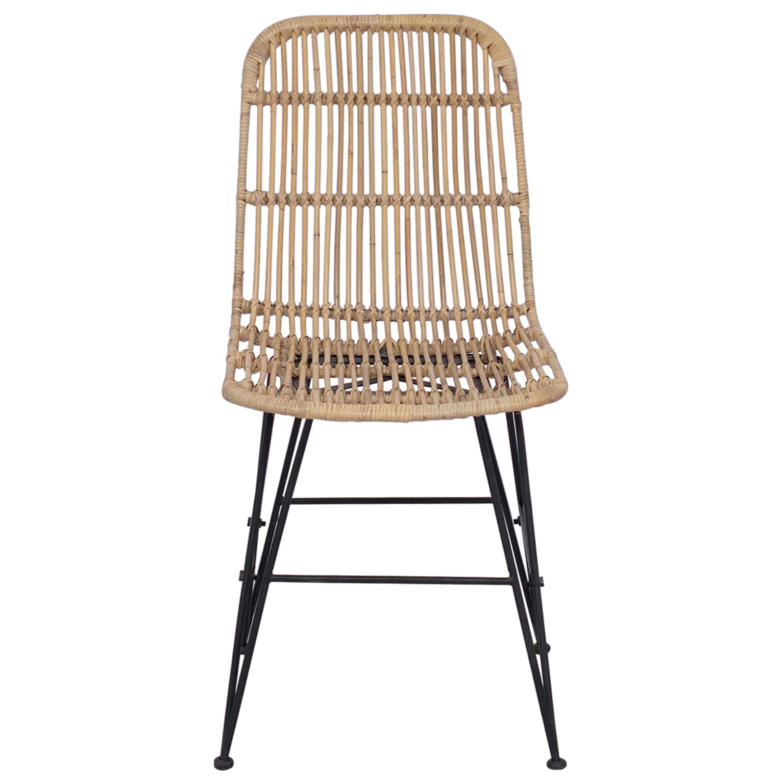 Ruokatuoli 2 kpl Rattan ja Teräs Luonnollinen 41 x 55 x 85 cm