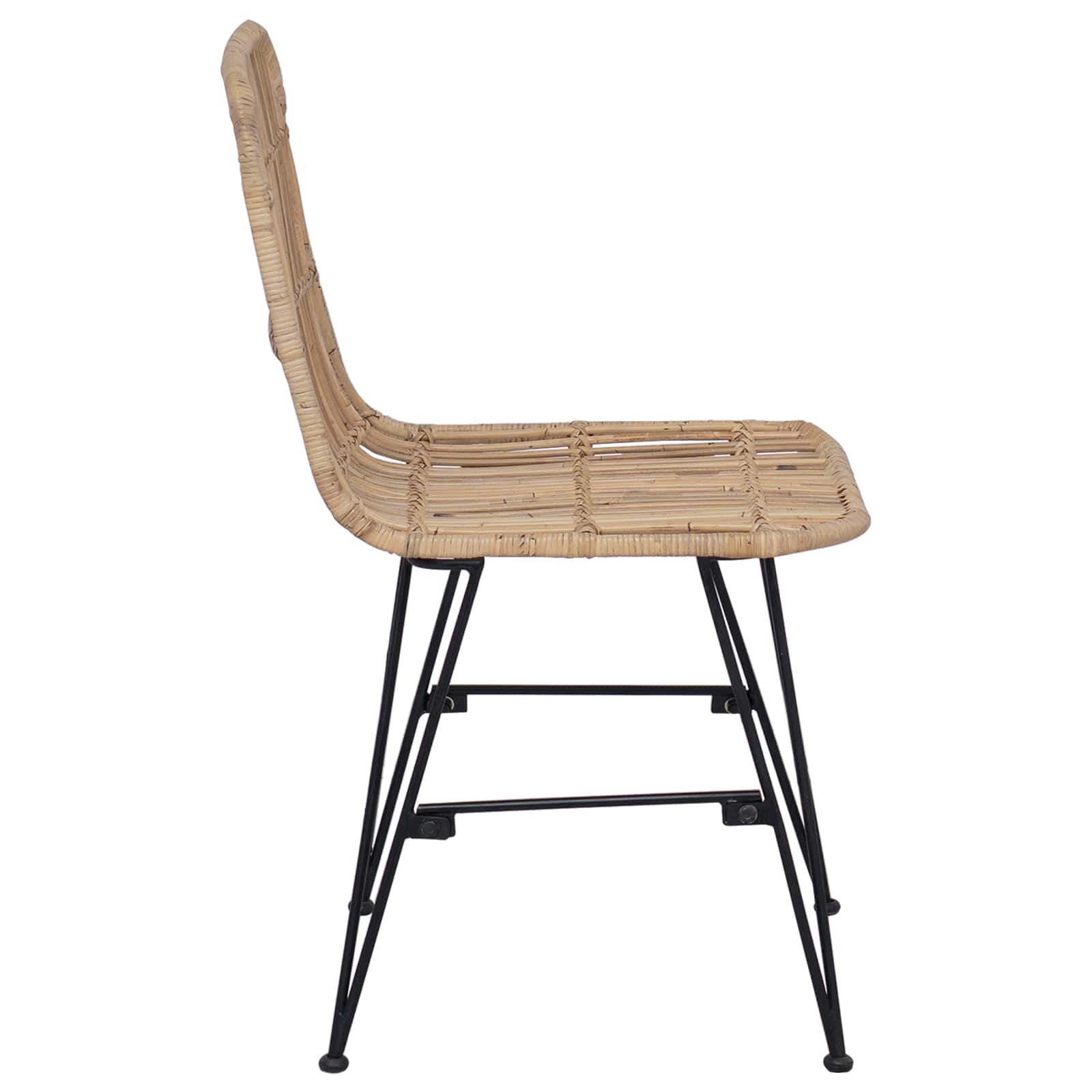 Ruokatuoli 2 kpl Rattan ja Teräs Luonnollinen 41 x 55 x 85 cm