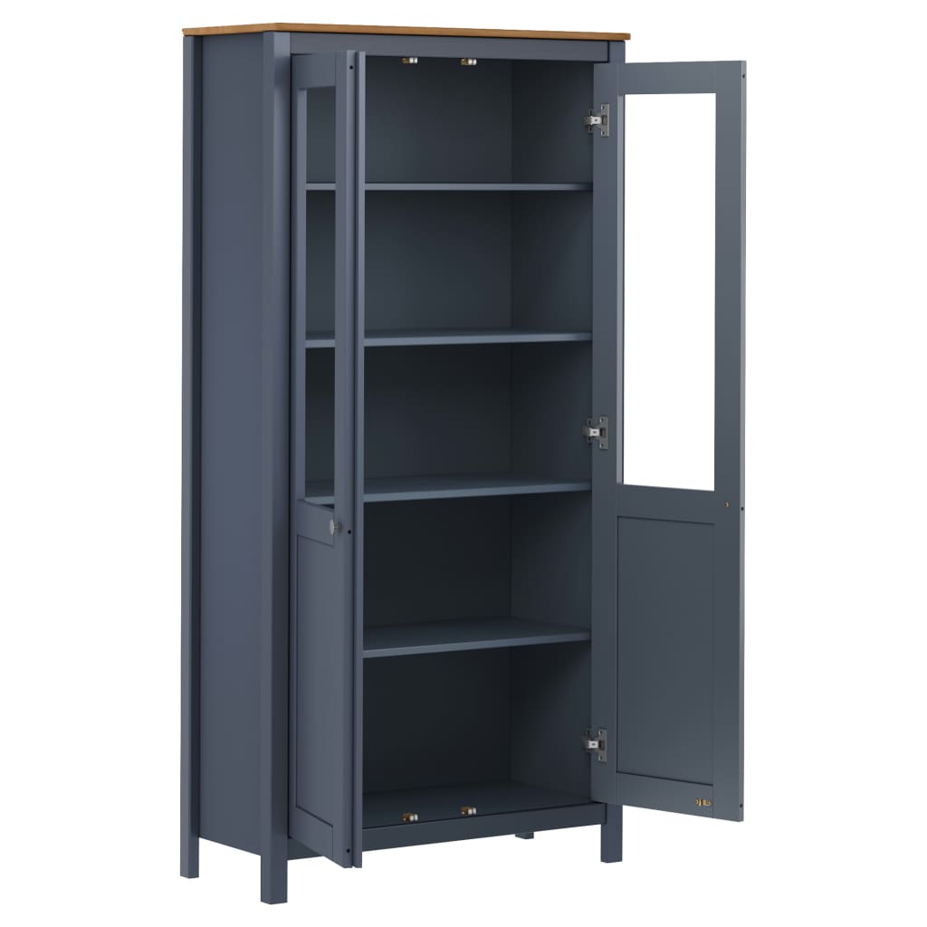 Vitriini Hill Harmaa 85X37X170,5 Cm Täysi Mänty