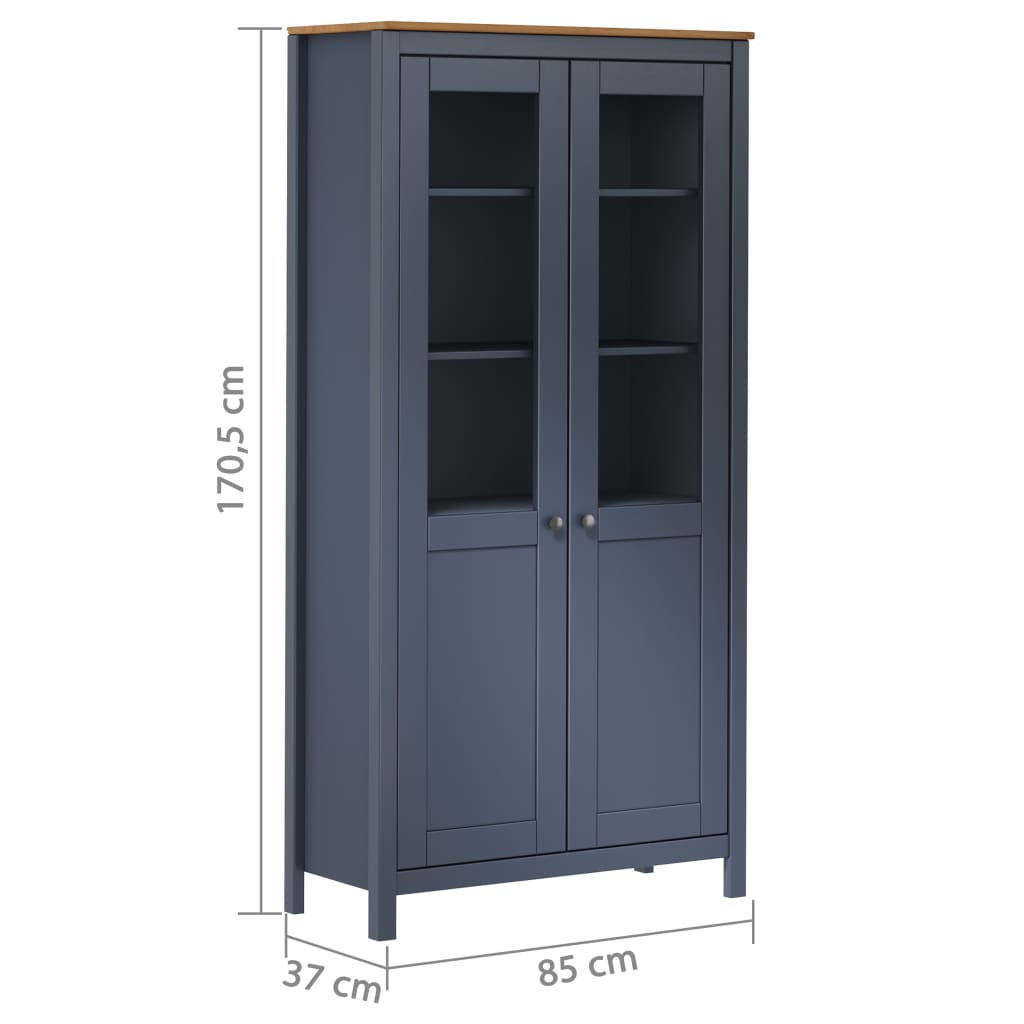 Vitriini Hill Harmaa 85X37X170,5 Cm Täysi Mänty
