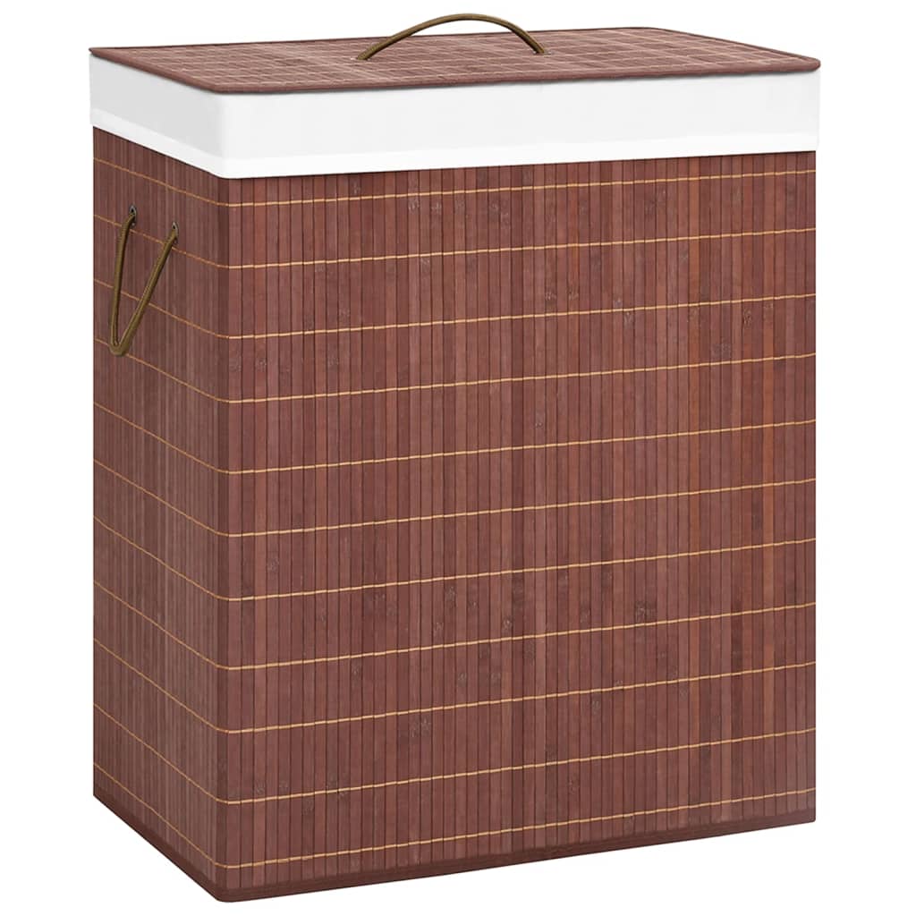 Bambu Pyykkikori 2 Osiota Ruskea 100 L
