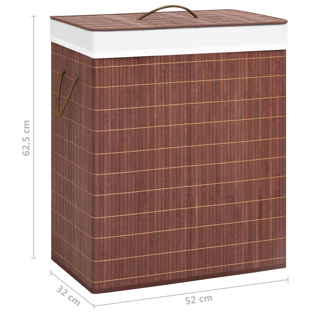 Bambu Pyykkikori 2 Osiota Ruskea 100 L