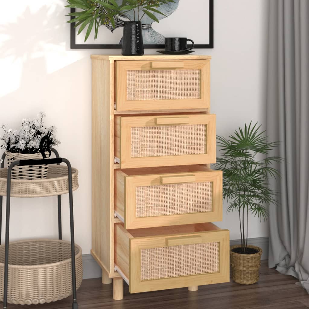 Senkki Ruskea 40X30X90 Cm Täysi Mänty Ja Luonnonrottinki
