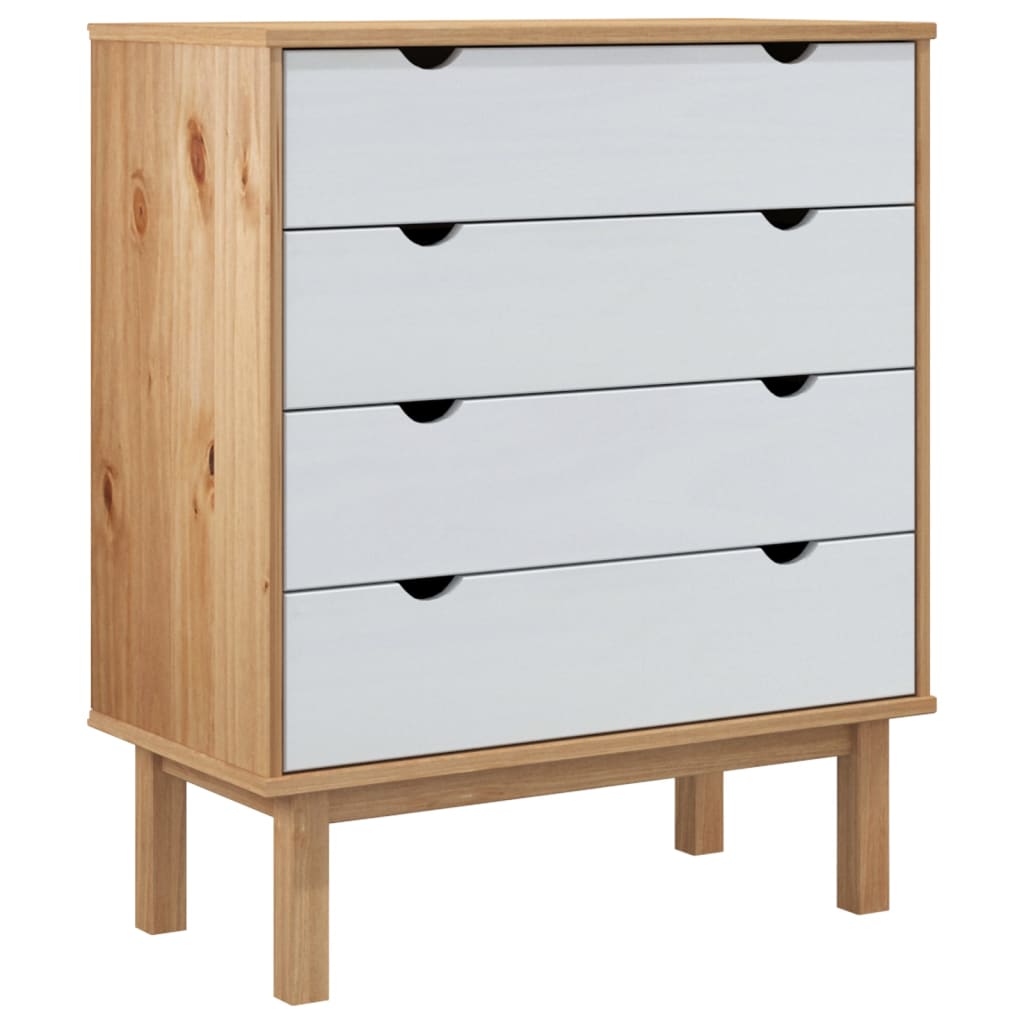 Lipasto Otta Ruskea Ja Valkoinen 76,5X39,5X90 Cm Täysi Mänty