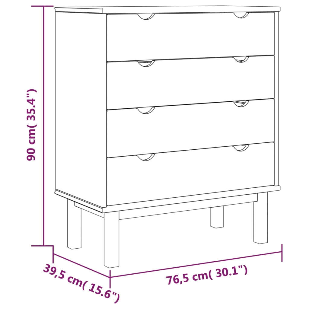 Lipasto Otta Ruskea Ja Valkoinen 76,5X39,5X90 Cm Täysi Mänty