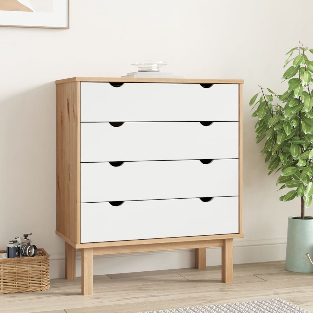 Lipasto Otta Ruskea Ja Valkoinen 76,5X39,5X90 Cm Täysi Mänty
