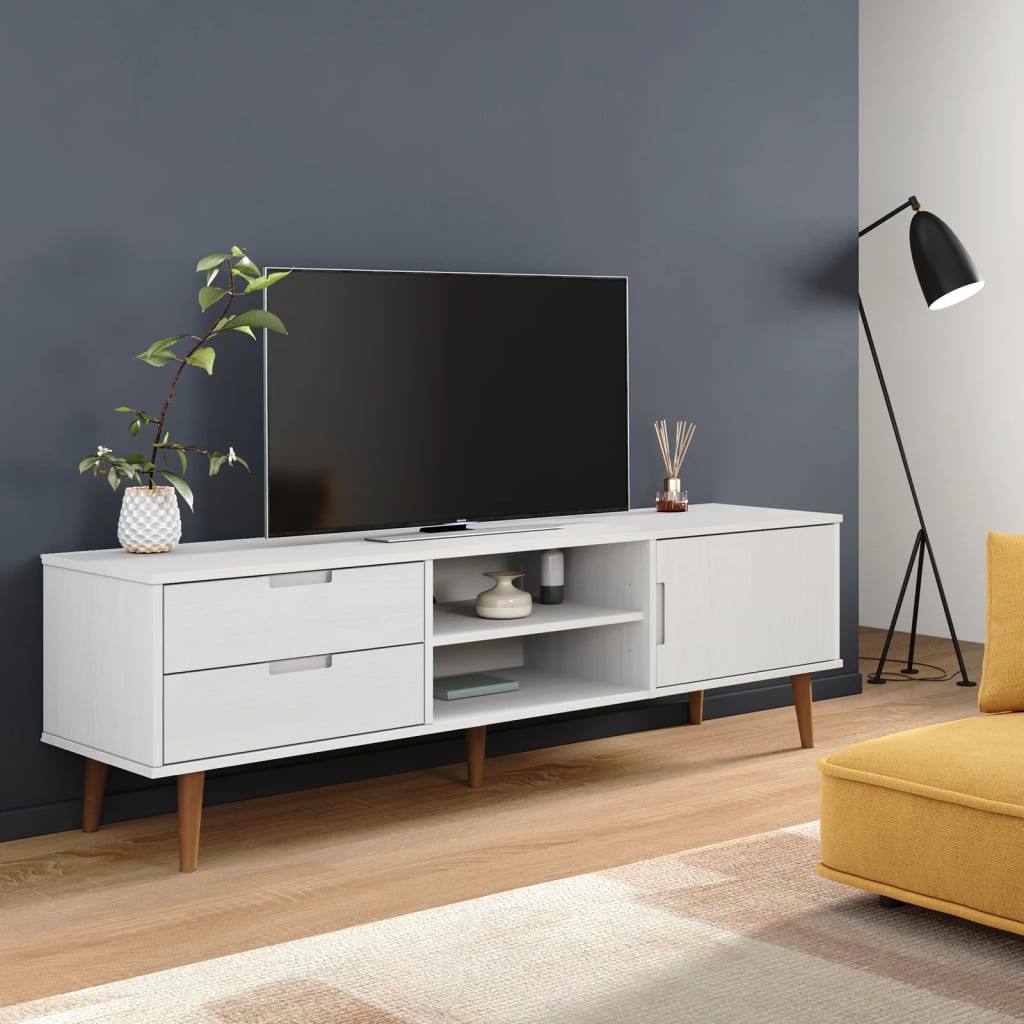 Tv-Taso Molde Valkoinen 158X40X49 Cm Täysi Mänty